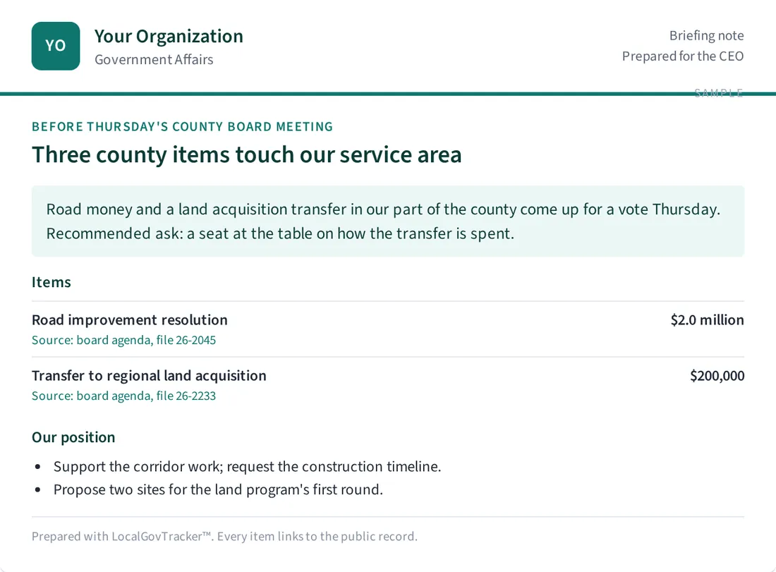 A briefing note on an institution's own letterhead